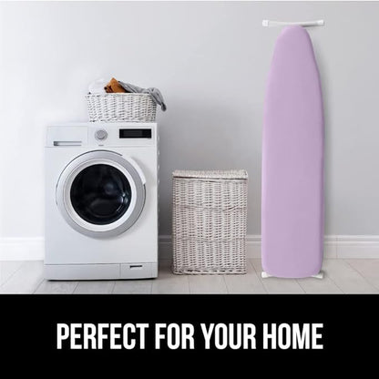 GORILLA GRIP The Original Ironing Board Cover and Pad, Silicone Coating, Thick Scorch Resistant Padding, Heavy Duty Iron Covers Standard Boards, Hook and Loop Fastener Strap, Light Purple, 15x54