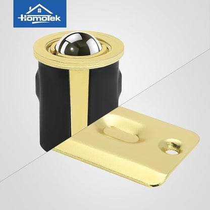 HOMOTEK 2 Pack Drive in Ball Catch with Strike Plate for Closet Doors, Bright Brass, 13/16 Inch x 1-1/8 Inchs,Die-cast, Adjustable Tension Ball