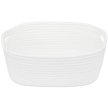 ABenkle Small White Basket, Soft Woven Storage Bins Baskets for Dog and Cat Toys Organizer, Decorative Shelves Closet Organizing Baskets Chest Box, Empty Gift Basket