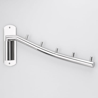 Sumnacon Wall Mounted Clothes Hanger Rack, Stainless Steel Garment Hooks with Swing Arm Holder, Space Saver Coat Robe Storage Organizer for Laundry Room Bedrooms, Clothing Drying Rack with 5 Hooks