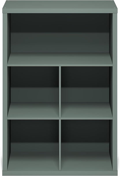 Furinno Cubicle Book Shelf, 5-Cube Bookshelf, Extra Thick Frame Cube Storage Organizer Bookcase with Closed Back, 15.3 x 29.9 x 43.3, for Living Room, Bedroom, Home Office, Sage Green
