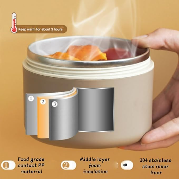 Portable Insulated Lunch Container Set, 4 Tier Separate Stackable Stainless Steel Lunch Container with Insulated Lunchs Bag, Bento Box Hot Food Lunch Containers to Microwave (Brown, 3-Tier)