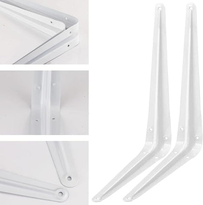 Shelf Bracket 12×10 in, 10 PCS White Shelving Brackets, L Brackets for Shelves Shelf Install, Bookshelf, Garden Boards