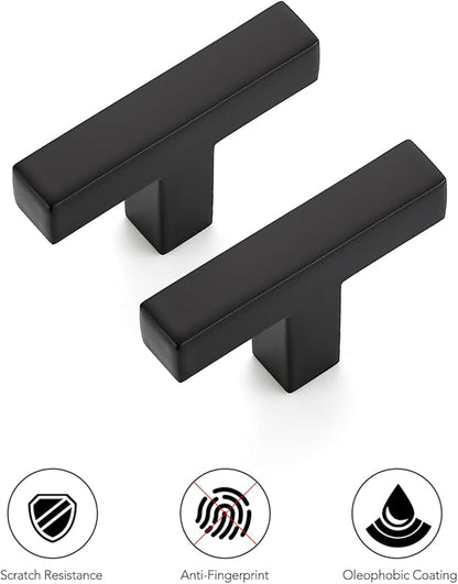 Ravinte 30 Pack Black Square Bar Drawer Handles with Matte Black Finish, Kitchen Cabinet Hardware