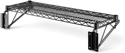 14" x 36" Black Wall-Mounted Wire Shelf with Epoxy Coating, Heavy-Duty Steel Storage Rack, NSF Certified, Easy Installation, Open Wire Design for Kitchen, Garage, or Utility Storage