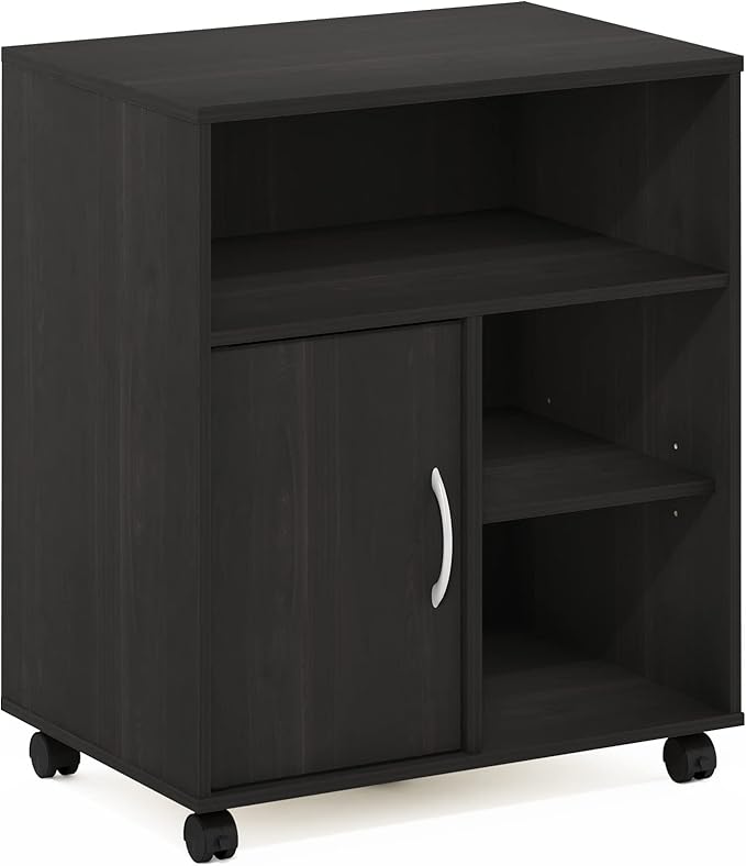 Furinno Econ Home Office Under Desk Printer Holder with Wheels, Espresso, Cabinet