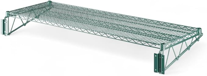 24" x 60" Green Wall-Mounted Wire Shelf with Epoxy Coating, Heavy-Duty Steel Storage Rack, NSF Certified, Easy Installation, Open Wire Design for Kitchen, Garage, or Utility Storage