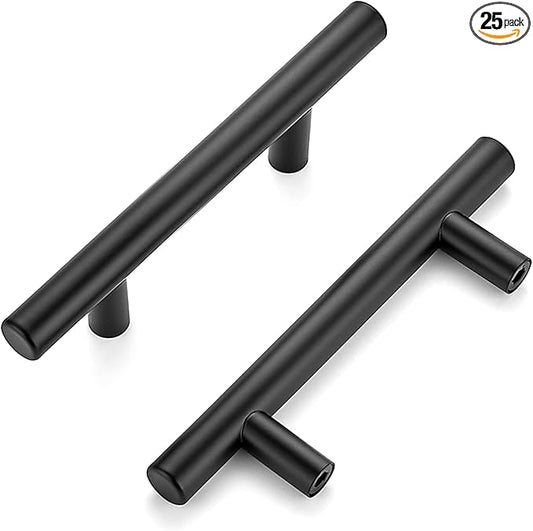 Ravinte 25 Pack | 5'' Cabinet Pulls Matte Black Stainless Steel Kitchen Drawer Pulls Cupboard Pulls Cabinet Handles 5”Length with 3” Hole Center