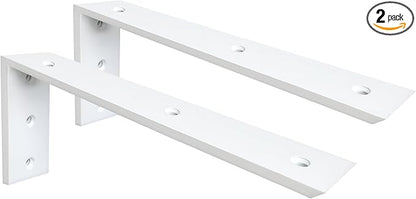 WINKER Countertop Support Bracket 2 Pack Heavy Duty 3/8" Thick Hidden L Shelf Bracket 16" x 6" x 2.5" Metal Corbels for Quartz/Granite/Wood/Concrete/Laminate Countertops, White