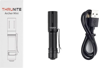 ThruNite EDC Flashlight Archer Mini, 405 Lumen Tail Switch LED Flashlight, USB C Rechargeable Little Pocket Penlight for Camping, Outdoor, and Emergency - Cool White(2PCS)