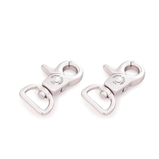 SHONAN 2" Small Trigger Snap Hooks, Marine Grade Stainless Steel Swivel Trigger Snaps, 2 Pack Scissor Clips, Small Lobster Claw Clips for Keychains, Bag Straps or Camera Belts, 40 Lbs Capacity
