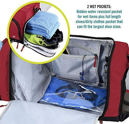 Ultimate Gym Bag 2.0: The Durable Crowdsource Designed Duffel Bag with 10 Optimal Compartments Including Water Resistant Pouch