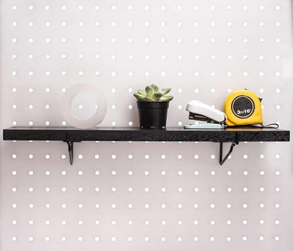 KINOMI Heavy Duty Pegboard Shelves, Value Set of 8 Pack Pegboard Shelf Brackets and 4 Pack Peg Board Shelves for Garage, Home, Garden, Tool Shed (Black)