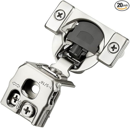 20 Pack 10 Pairs 1-5/16 inch Overlay Soft Close Hinges for Kitchen Cabinet Hinges Satin Nickel Hidden Hinges Stainless Steel Concealed Hinge self Closing
