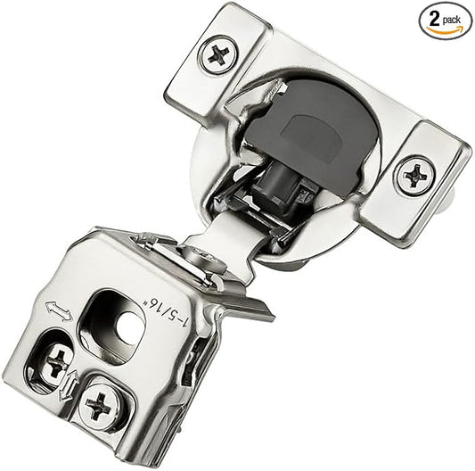 Ravinte 2 Pack 1 Pairs 1-5/16 Inch Overlay Soft Close Hinges for Kitchen Cabinet Satin Nickel Hidden Stainless Steel Concealed Hinges self Closing