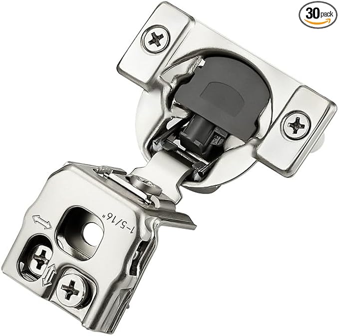30 Pack 15 Pairs 1-5/16 inch Overlay Soft Close Hinges for Kitchen Cabinet Hinges Satin Nickel Hidden Hinges Stainless Steel Concealed Hinge self Closing