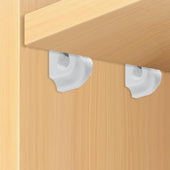 48 Pack White Down Wall Clip Closet Shelves Clips Wire Shelf Loop Clips Plastic Heavy Duty Wire Shelf Brackets Included Clips Screws and Expansion Tubes for Wire Closet Shelving