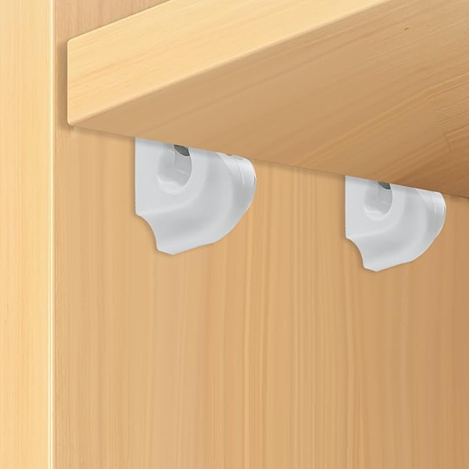 24 Pack White Down Wall Clip Closet Shelves Clips Wire Shelf Loop Clip Plastic Heavy Duty Wire Shelf Brackets Included Clips Screws and Expansion Tubes for Wire Closet Shelving