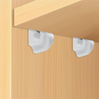 24 Pack White Down Wall Clip Closet Shelves Clips Wire Shelf Loop Clip Plastic Heavy Duty Wire Shelf Brackets Included Clips Screws and Expansion Tubes for Wire Closet Shelving