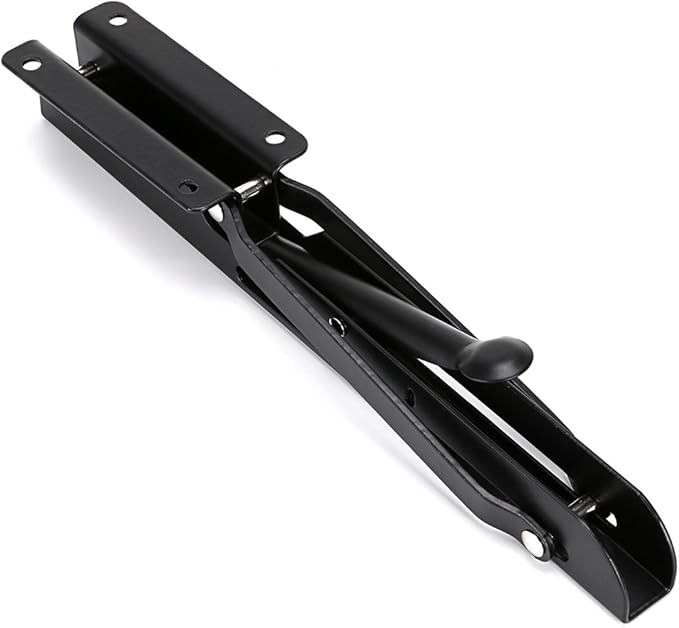 Sumnacon Sturdy Folding Shelf Brackets - Heavy Duty Metal Triangle Table Bench Folding Shelf Bracket 10 Inch, 2 Pcs Folding Shelf Hinge Wall Mounted, Max Load 132lb (Black)
