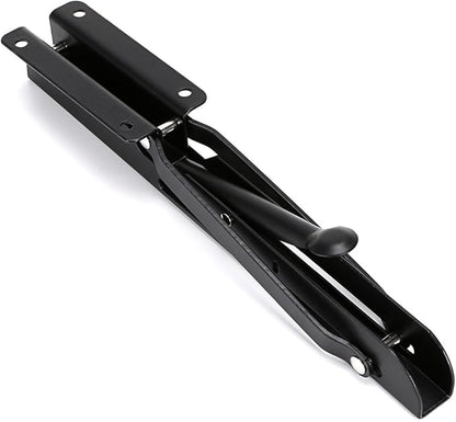 Sumnacon Sturdy Folding Shelf Brackets - Heavy Duty Metal Triangle Table Bench Folding Shelf Bracket 10 Inch, 2 Pcs Folding Shelf Hinge Wall Mounted, Max Load 132lb (Black)