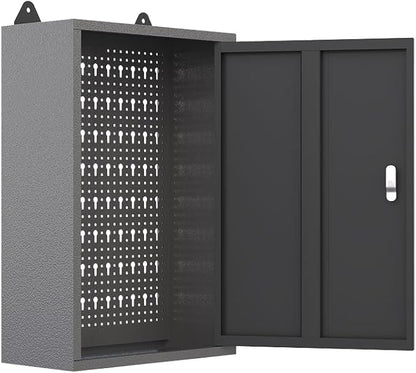 JZD Steel Wall Mounted Storage Cabinet, Metal Hanging Tool Cabinets, for Garage Workshop, Black & Grey