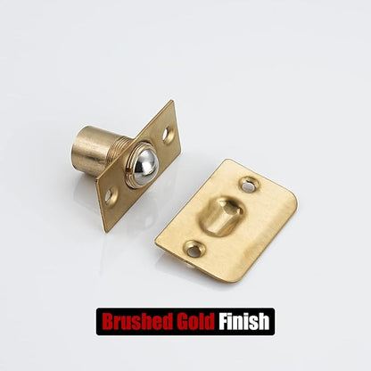 JQK Closet Ball Catch Door Hardware, Stainless Steel Catch Adjustable with Strike Plate, Gold Finish 2 Pack, HBC100-BG-P2