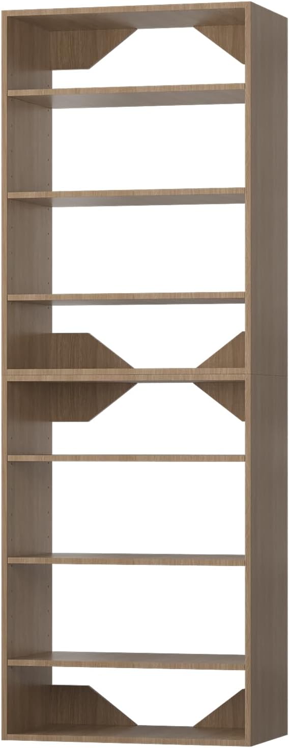 ROOMTEC Modular Closet System, 19.5" Shelf Closet Tower Wall-Mounted Closet Organizer, Wooden Tower for Walk-In Closets, Wardrobe Storage Kit, Wood
