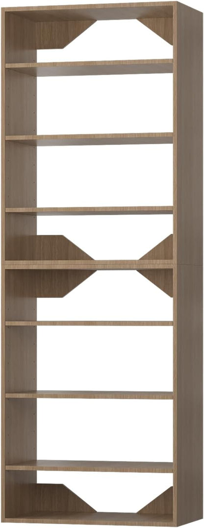 ROOMTEC Modular Closet System, 19.5" Shelf Closet Tower Wall-Mounted Closet Organizer, Wooden Tower for Walk-In Closets, Wardrobe Storage Kit, Wood