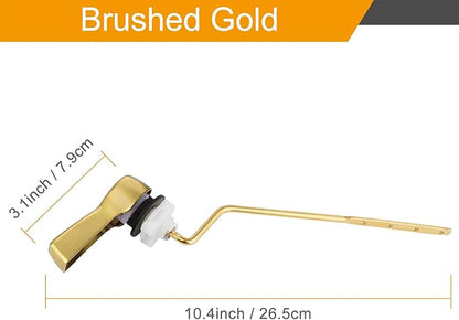 Hibbent Universal Metal Side Mount Toilet Handle Replacement Kit, Brass Toilet Flush Tank Lever with Stainless Steel Flapper Chains for Most Toilets, Brushed Gold