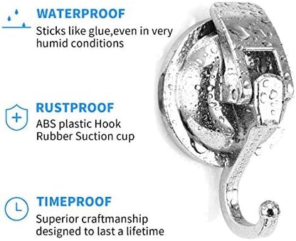 Wreath Hanger, 6 Pack, Silver-Plated Polished Suction Hooks for Window Glass Kitchen Bathroom, Reusable Without Punching for Towel Loofah Robe Coat Wreath Decor, ABS Plastic