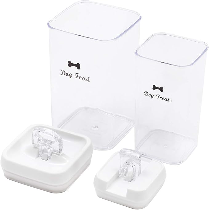 Pethiy Dog Food and pet Treats Storage Container - Clear Plastic - airtight Storage Canister Tins cookie pet jars(2 Pack set)