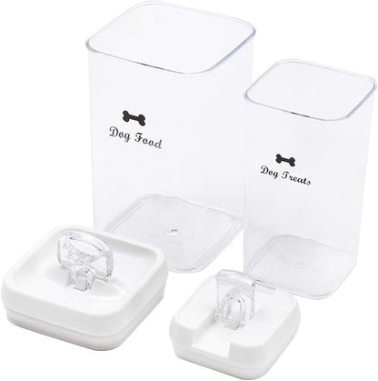 Pethiy Dog Food and pet Treats Storage Container - Clear Plastic - airtight Storage Canister Tins cookie pet jars(2 Pack set)