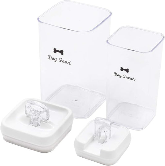 Pethiy Dog Food and pet Treats Storage Container - Clear Plastic - airtight Storage Canister Tins cookie pet jars(2 Pack set)