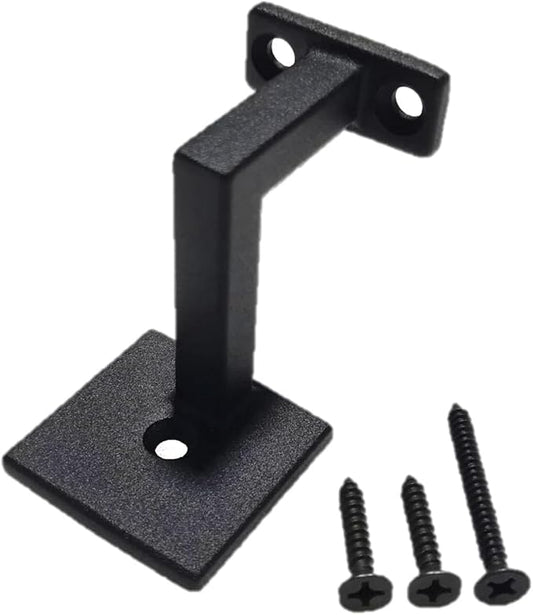 Square Handrail Brackets for Staircase Stair Railing Brackets with Screws (1, Textured Black)