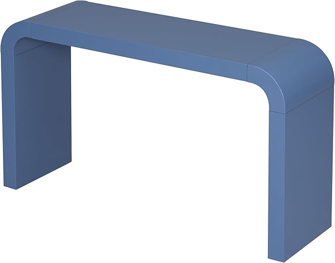 Minimalist Acacia Vneer Entryway Table with Two Legs, Stylish Narrow Wood Entryway Table, Elegant Wood Accent Entry Table for Narrow Spaces,Living Rooms,Entrances,Balconies,Study (Navy Blue-KK99)