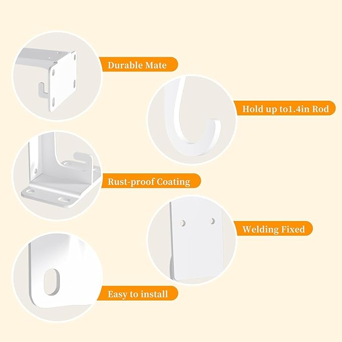 Closet Rod Bracket White WYGWP 11 inch Heavy Duty Shelf Brackets with Rod Holder Supports 200lbs,Sturdy Closet Shelves Wall Mounted for DIY Home and Closet Decor