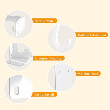 Closet Rod Bracket White WYGWP 11 inch Heavy Duty Shelf Brackets with Rod Holder Supports 200lbs,Sturdy Closet Shelves Wall Mounted for DIY Home and Closet Decor