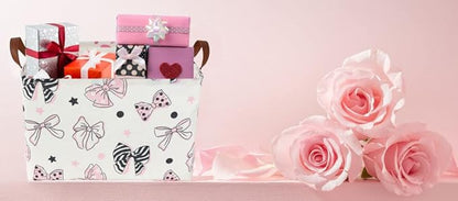 Essme Rectangular Pink Girls Basket ,Kids Storage Box, Mother's Day Basket,Girl Storage Baskets Organizer with Handles for Girls Room Decor,Gift Bins.(Bowknot )