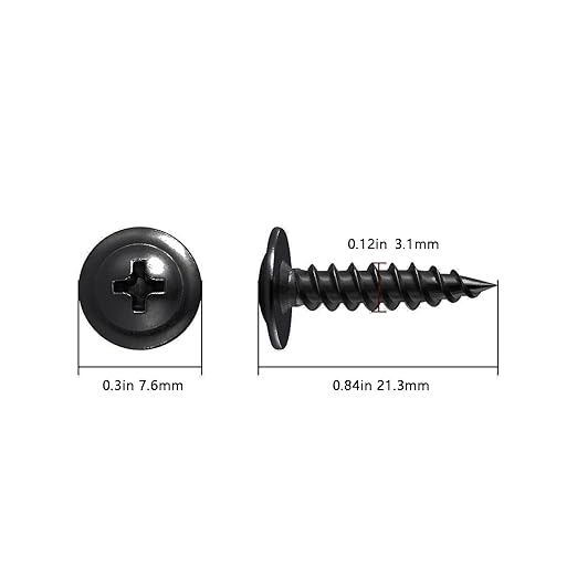 Wensilon（500 pcs）#4×3/4" Phillips Truss Head Wood Screws Black Galvanizing Quick Metal Self Tapping.
