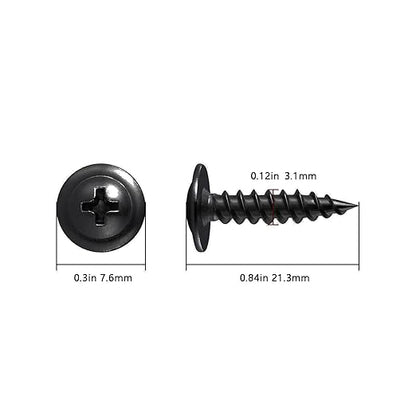 Wensilon（500 pcs）#4×3/4" Phillips Truss Head Wood Screws Black Galvanizing Quick Metal Self Tapping.