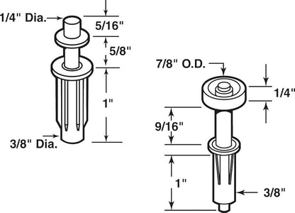 Prime-Line N 7266 Bi-Fold Door Top Pivot and Guide Wheel (2 Pack), Mill