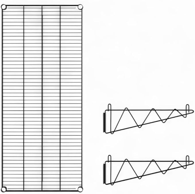 18" x 48" Black Wall-Mounted Wire Shelf with Epoxy Coating, Heavy-Duty Steel Storage Rack, NSF Certified, Easy Installation, Open Wire Design for Kitchen, Garage, or Utility Storage