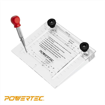 POWERTEC Cabinet Hardware Jig w/Center Punch, Drawer Jig for Installing Pulls, Knobs, Handle on Cabinet and Drawer, Woodworking Tools for Cabinet Handles, Drawer & Cabinet Pulls Installation (71412)