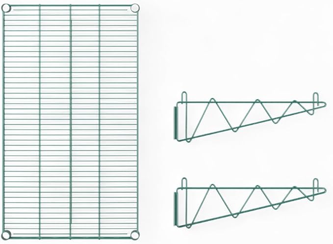 18" x 36" Green Wall-Mounted Wire Shelf with Epoxy Coating, Heavy-Duty Steel Storage Rack, NSF Certified, Easy Installation, Open Wire Design for Kitchen, Garage, or Utility Storage