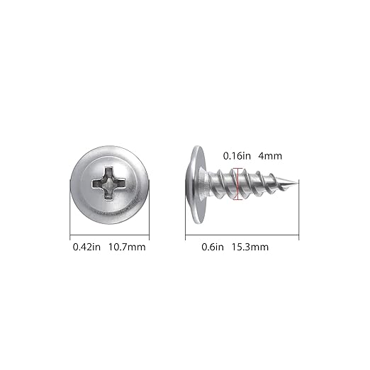 (400 pcs)#8×1/2" Phillips Truss Head Wood Screws Stainless Steel 410 Quick Metal Self Tapping
