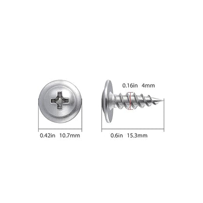 (400 pcs)#8×1/2" Phillips Truss Head Wood Screws Stainless Steel 410 Quick Metal Self Tapping