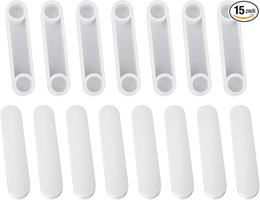 15 PCS Closet Rod End Caps,RAWILL Plastic Rod Spacer Cap for Wire Shelves,Easy Snap-On Installation for Storage Organizing