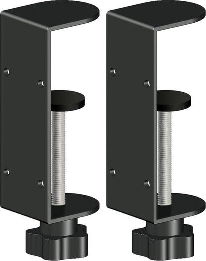 2-Pack 1 Inch Heavy Duty Black C-Clamps for Desk & Table, 2.75-4 Inch Clamping Range, 2 Mounting Holes, Metal Workbench Clamps (4-IN)