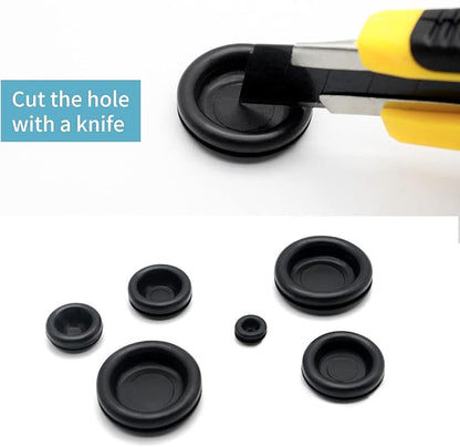 Vrupin 188 Pieces Rubber Grommet Kit – Rubber Plugs for Round Holes, Wiring, Electrical, Plumbing, and More